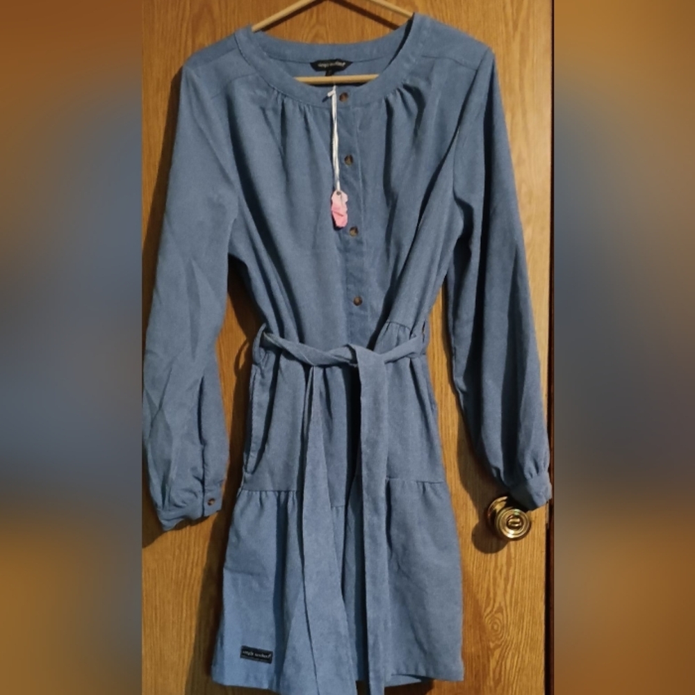 Simply Southern Long Sleeve Blue Dress